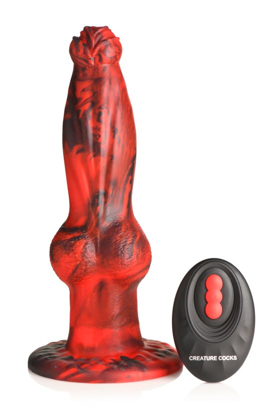 CREATURE COCKS HELL WOLF THRUSTING & VIBRATING SILICONE DILDO W/ REMOTE