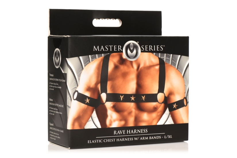MASTER SERIES ELASTIC CHEST HARNESS W/ ARM BANDS L/XL - Click Image to Close