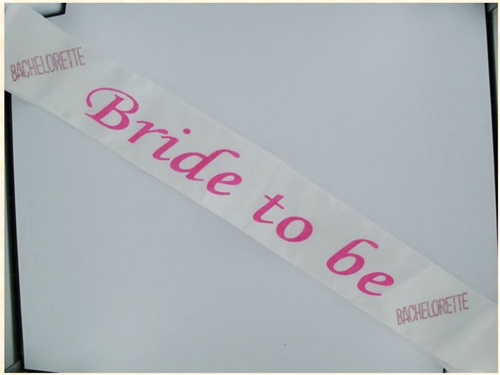 BRIDE 2B SASH W/PINK STONES - Click Image to Close