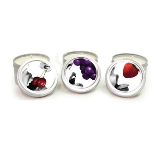 CANDLE 3 PACK EDIBLE CHERRY GRAPE STRAWBERRY - Click Image to Close