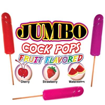 JUMBO FRUIT FLAVORED COCK POPS 6PC DISPLAY - Click Image to Close