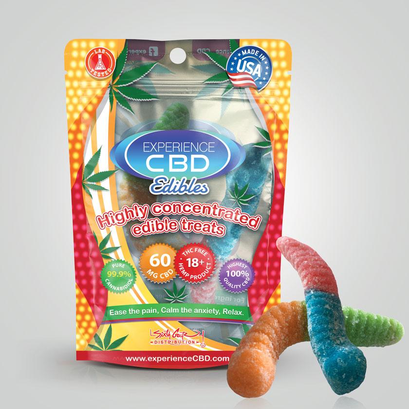 EXPERIENCE CBD 60MG SOUR GUMMY WORMS 2PC (NET) - Click Image to Close