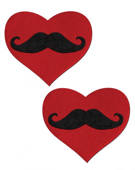 PASTEASE MUSTACHIO ON RED HEART