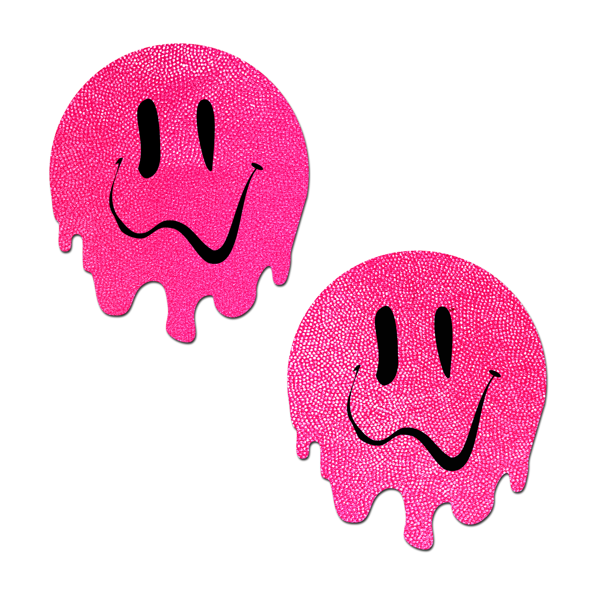 PASTEASE MELTY SMILEY FACE NEON PINK PASTIES - Click Image to Close