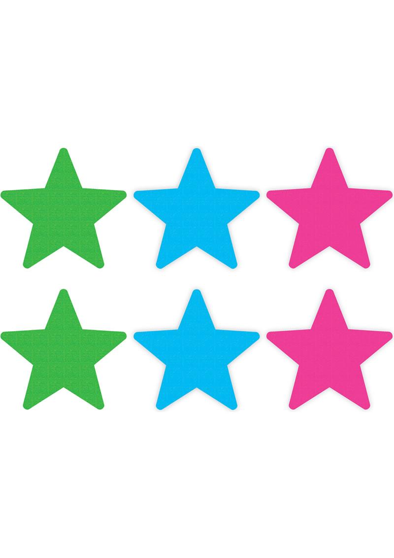 PASTIES NEON STAR 3PK ASST. - Click Image to Close