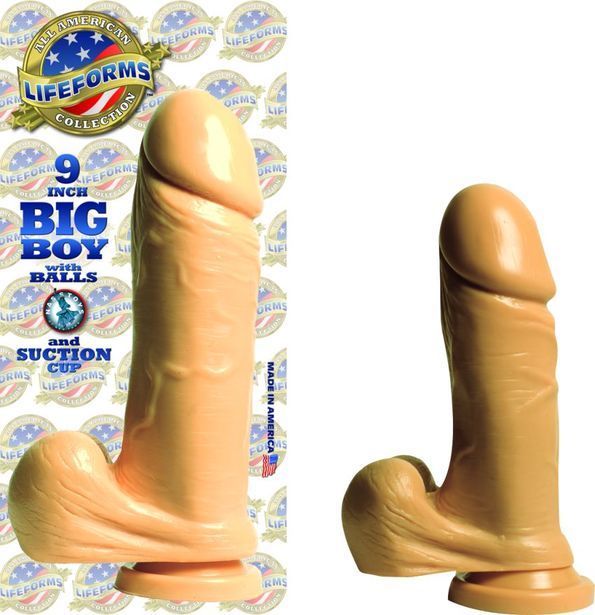 LIFEFORMS-9IN BIG BOY W/BALLS AND SUCTION FLESH - Click Image to Close