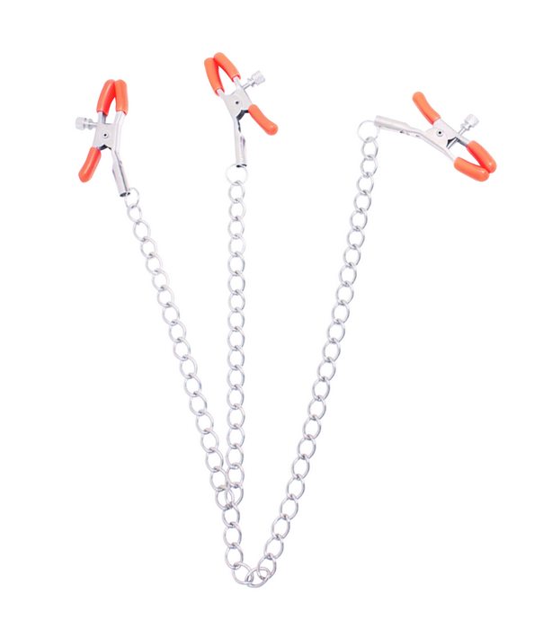 9'S ORANGE IS THE NEW BLACK TRIPLE YOUR PLEASURE CLAMPS & CHAIN - Click Image to Close