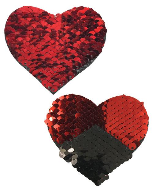 PASTEASE SWEETY RED & BLACK COLOR CHANGING SEQUIN HEART - Click Image to Close