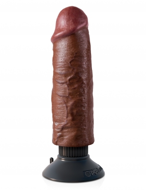 KING COCK 6 IN COCK BROWN VIBRATING - Click Image to Close