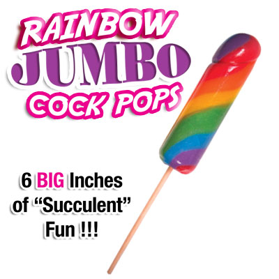 JUMBO RAINBOW COCK POPS 6PC DISPLAY - Click Image to Close