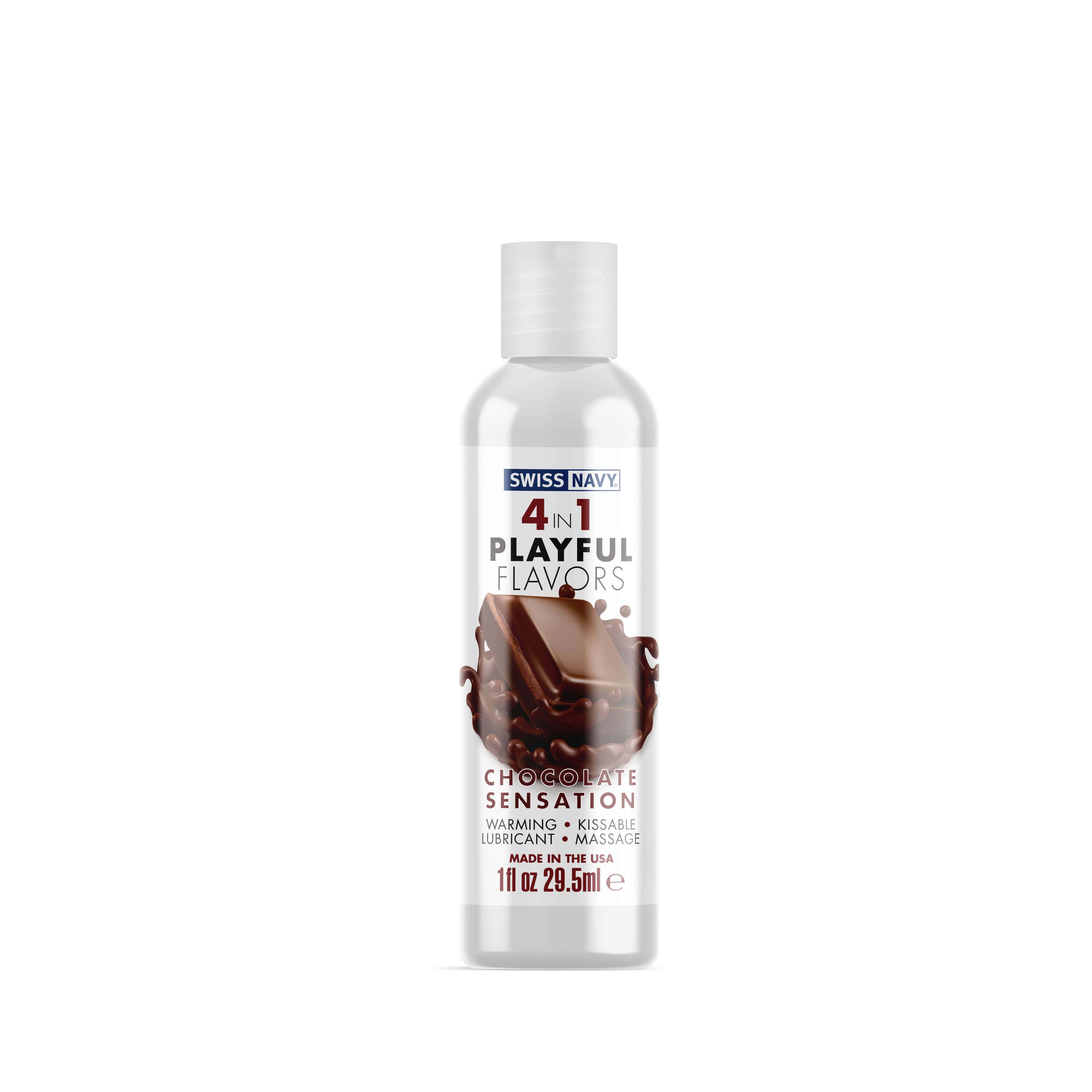 SWISS NAVY 4 IN 1 PLAYFUL FLAVORS CHOCOLATE SENSATION 1OZ - Click Image to Close