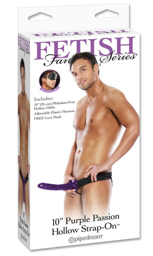 FETISH FANTASY 10IN PURPLE PASSION HOLLOW STRAP ON