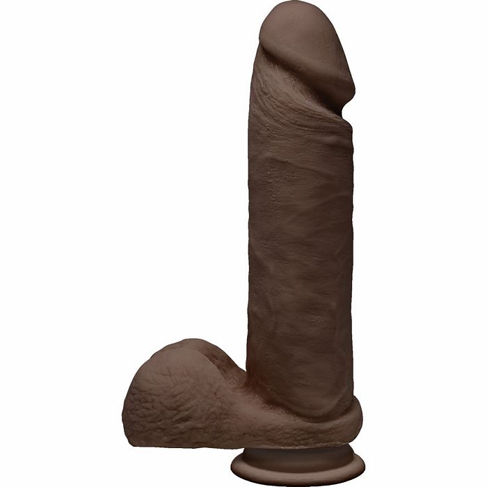 THE D PERFECT D 8 W/BALLS CHOCOLATE BROWN DILDO "
