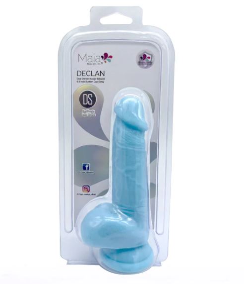 DECLAN 6.5IN LIQUID SILICONE DONG BLUE