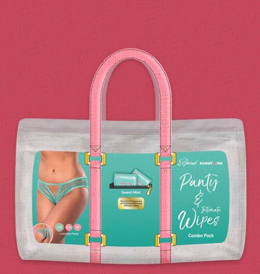 SWEETUMS CROTCHLESS PANTY W/ WIPES MINT S/M