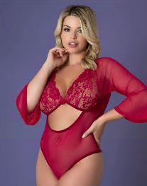 SLEEVE 3/4 PLAYSUIT CHERRY 2XL