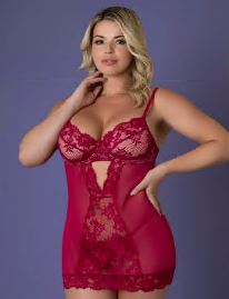 CHEMISE & THONG SET CHERRY 2XL DEMI CUP CHEMISE & THONG SET CHERRY 2XL DEMI CUP