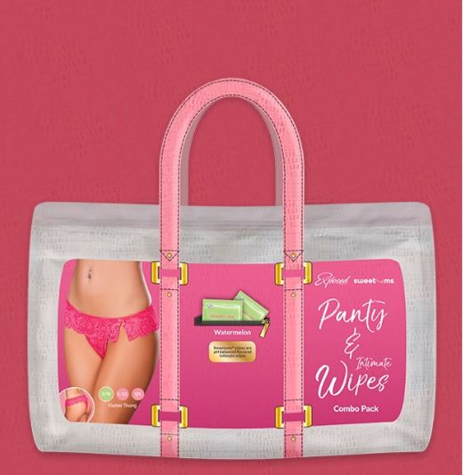 SWEETUMS FLUTTER THONG W/ WIPES WATERMELON S/M