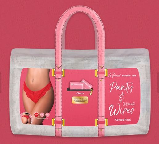 SWEETUMS SPLIT PANTY W/ WIPES CHERRY L/XL