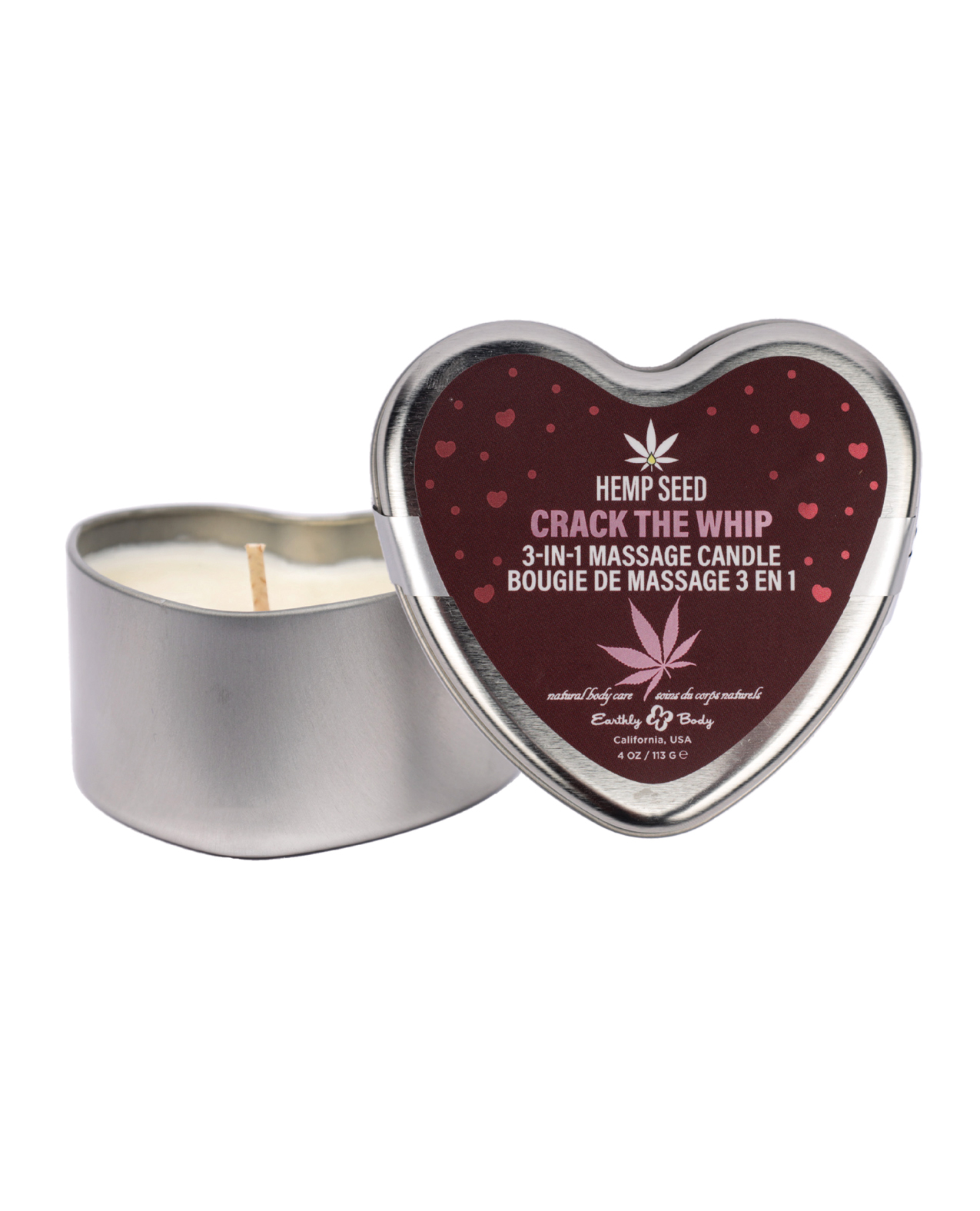 HEMP SEED 3 N 1 VALENTINE'S 2025 MASSAGE CANDLE CRACK THE WHIP 4.7 OZ