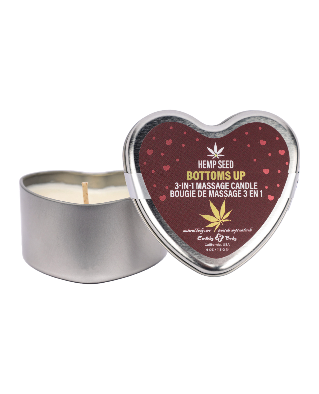 HEMP SEED 3 N 1 VALENTINE'S 2025 MASSAGE CANDLE BOTTOM'S UP 4.7 OZ