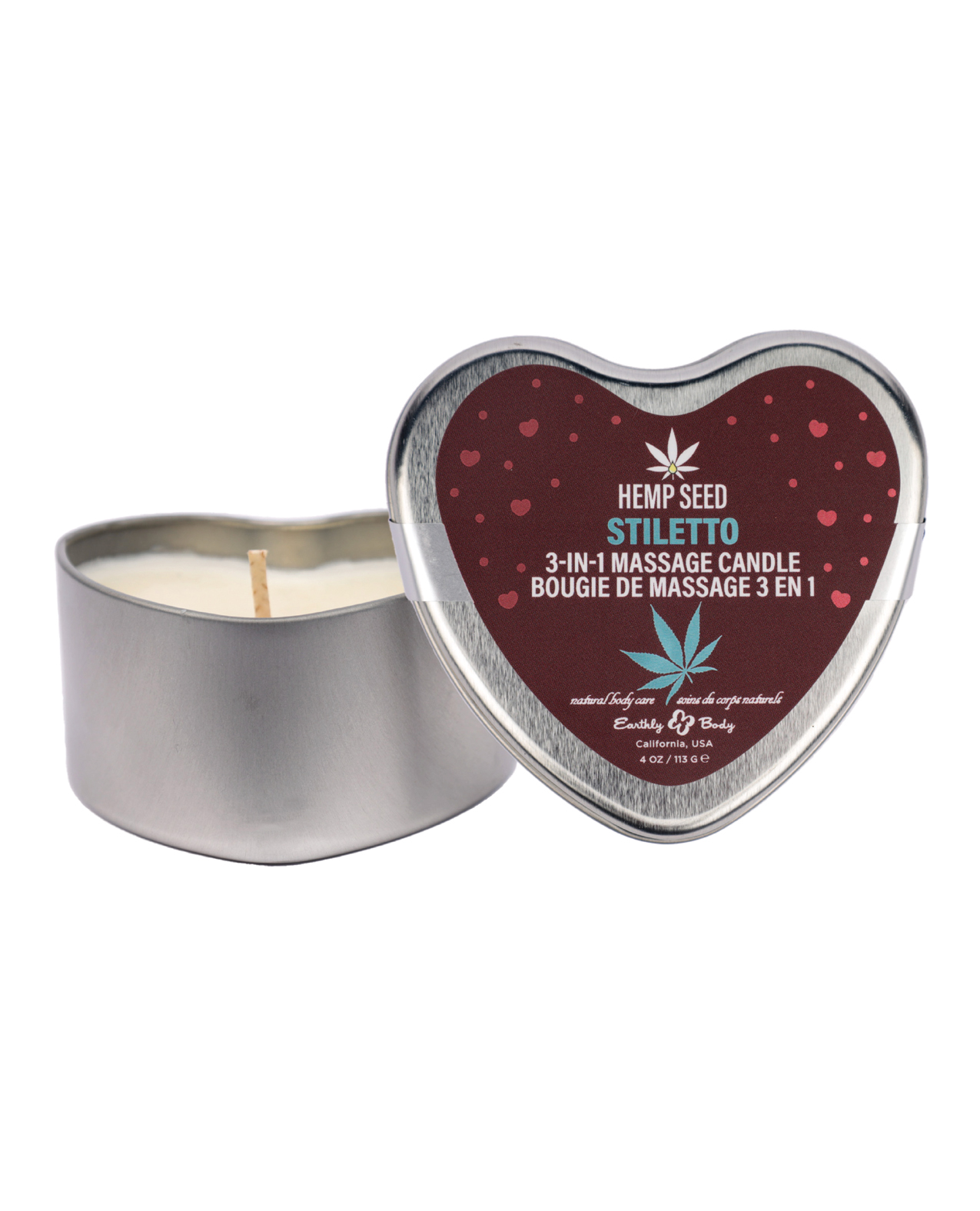 HEMP SEED 3 N 1 VALENTINE'S 2025 MASSAGE CANDLE STILETTO 4.7 OZ