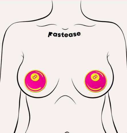 PASTEASE NEON PINK & YELLOW 8 BALL PETAL BREAST PASTIES