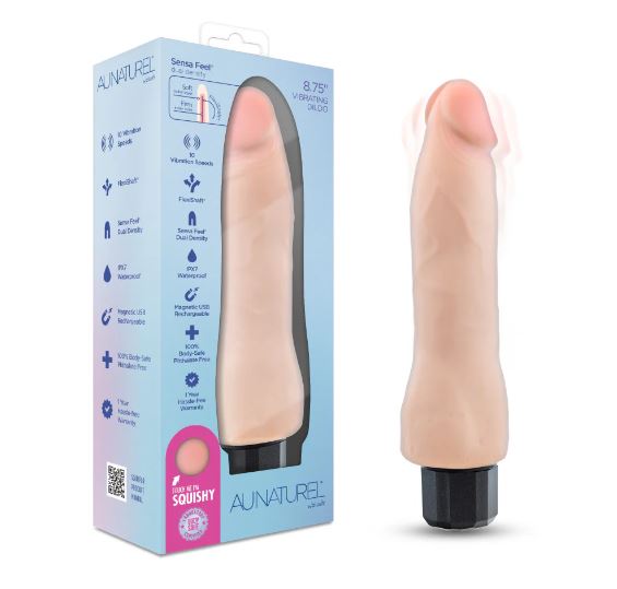 AU NATUREL 8.75IN BEIGE VIBRATING REALISTIC DUAL DENSI