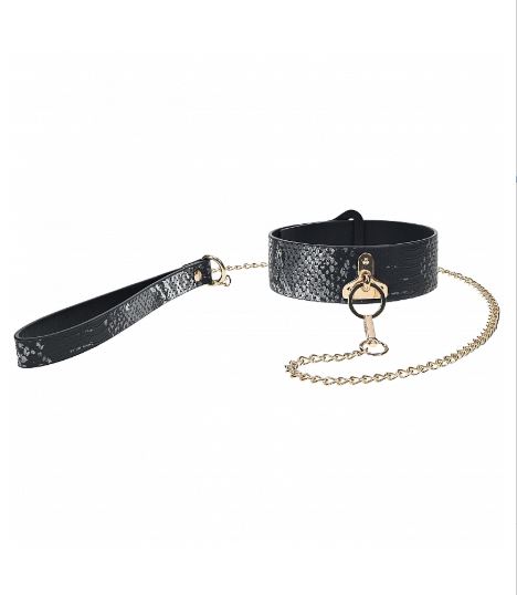 OUCH! FLORENCE COLLECTION COLLAR WITH LEASH - BLACK