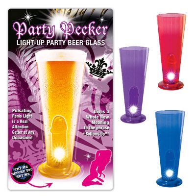 PARTY PECKER LIGHT UP BEER GLASS CLEAR(WD)