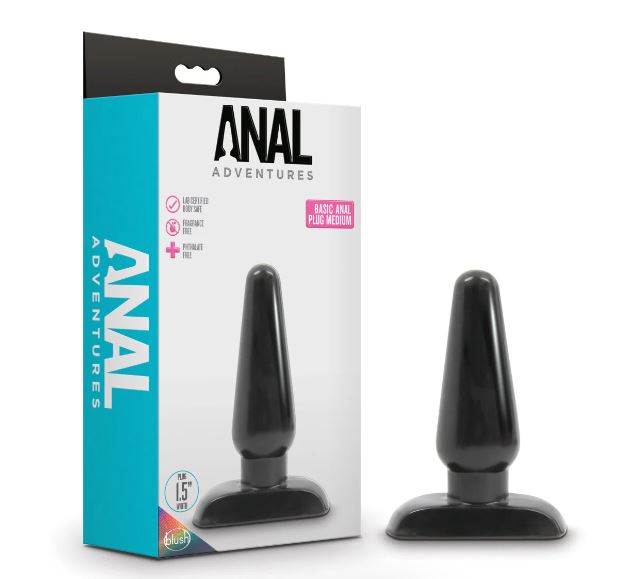 ANAL ADVENTURES BASIC ANAL PLUG - MEDIUM - BLACK