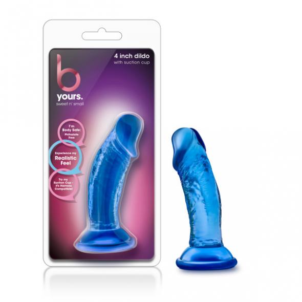 B YOURS SWEET N' SMALL 4IN DILDO W/ SUCTION CUP BLUE - Click Image to Close