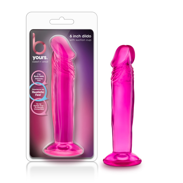 B YOURS SWEET N SMALL 6IN DILDO W/ SUCTION CUP PINK - Click Image to Close