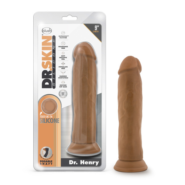 DR SKIN SILICONE DR HENRY 9IN DILDO MOCHA