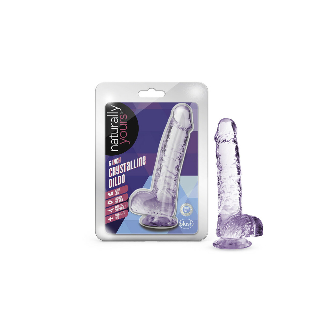 NATURALLY YOURS 6IN AMETHYST CRYSTALLINE DILDO