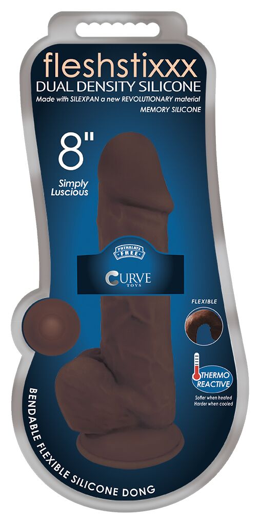 FLESHSTIXXX 8IN SILICONE DILDO W/ BALLS CHOCOLATE