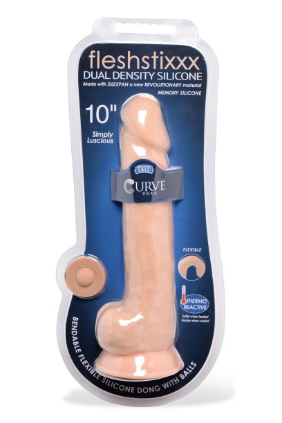 (WD) FLESHSTIXXX 10IN SILICONE DILDO W/ BALLS VANILLA