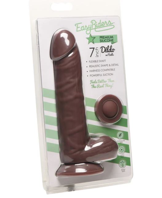 EASY RIDERS 7IN DILDO W/ BALLS SILICONE DARK