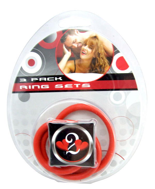 H2H COCK RING NITRILE 3PC SET RED