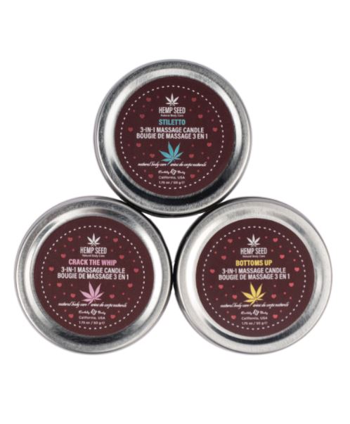 HEMP SEED 3 N 1 VALENTINE'S 2025 MASSAGE CANDLE TRIO 1.75 OZ