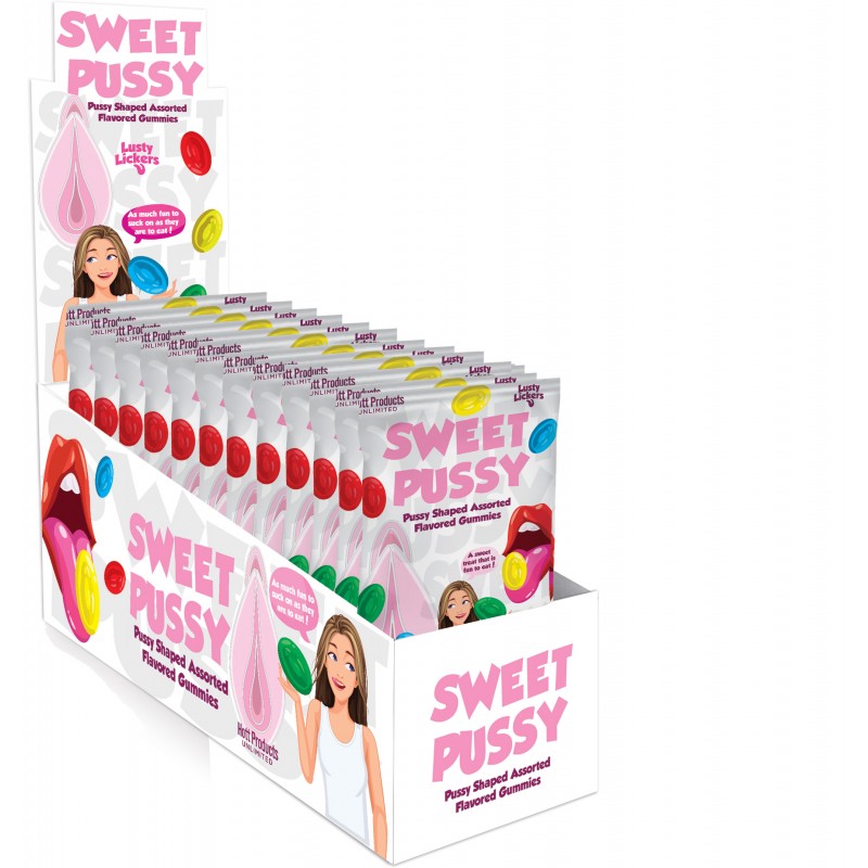 SWEET PUSSY GUMMIES 4 ASSORTED FRUIT FLAVORS 12 PC DISPLAY