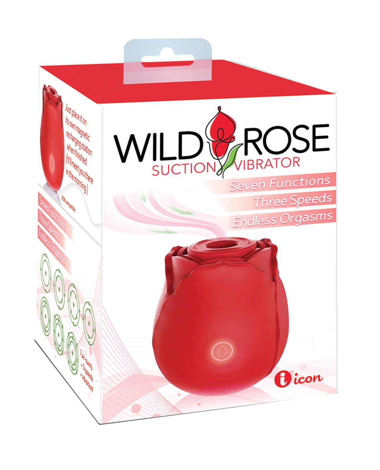 WILD ROSE RECHARGEABLE SILICONE SUCTION VIBRATOR