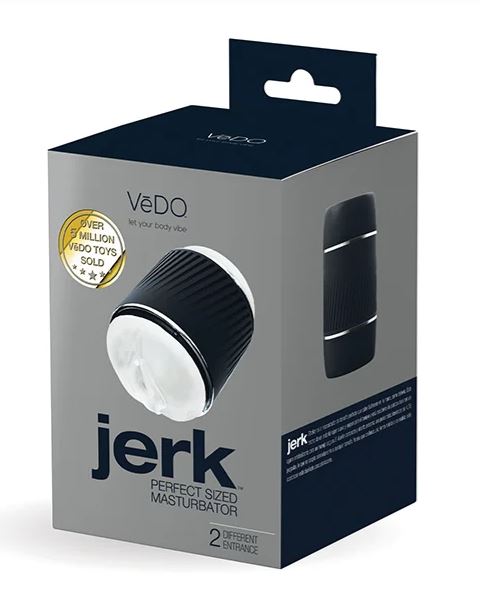 JERK MASTURBATION SLEEVE BLACK WITH CLEAR SLEEVE