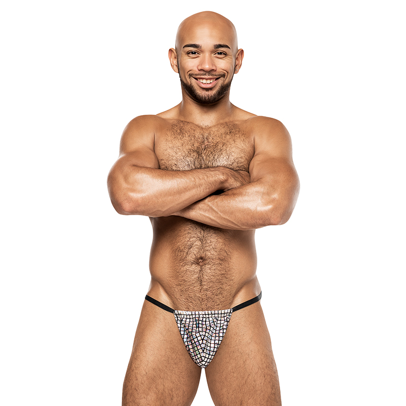 (D) DISCO DESIRE POSING STRAP SILVER O/S