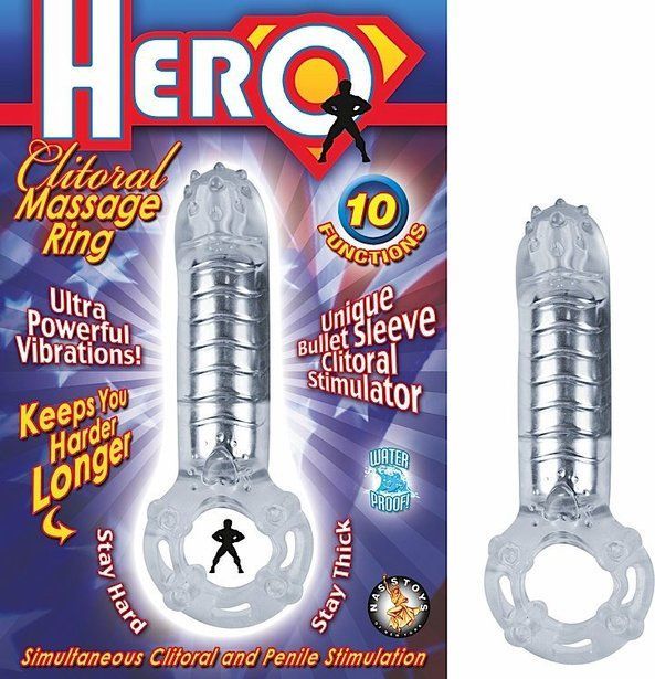 HERO COCKRING & CLIT MASSAGER CLEAR - Click Image to Close
