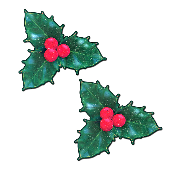 PASTEASE XMAS WINTER HOLLY W/ RED BERRIES