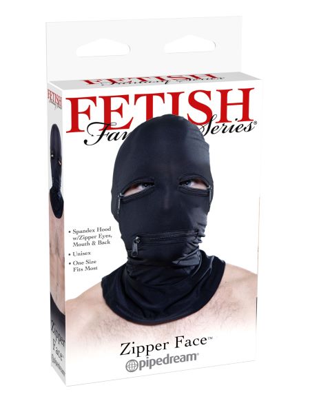 FETISH FANTASY BLACK ZIPPER FACE HOOD