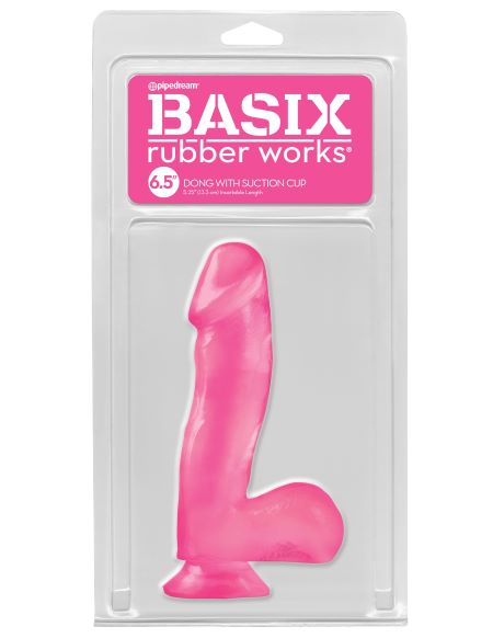 BASIX RUBBER WORKS PINK 6.5IN DONG W/SUCTION CUP