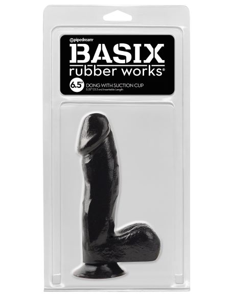 BASIX RUBBER WORKS BLACK 6.5IN DONG W/ SUCTION CUP