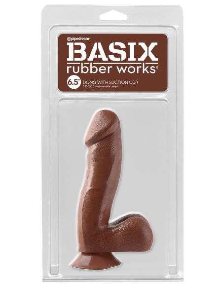 BASIX RUBBER WORKS 6.5IN DONG W/SUCTION CUP BROWN - Click Image to Close